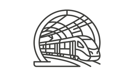 Modern train entering tunnel quickly. © Robot