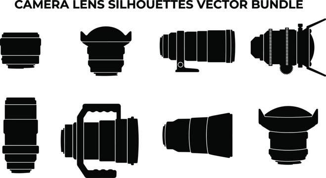 Camera Lens Silhouettes Vector BundleCamera Lens Silhouettes Vector Bundle