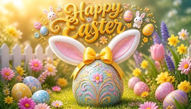 easter bunny with easter eggs