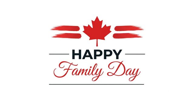 Happy Family Day Greeting Motion Graphic With Canada Maple Leaf Symbol
