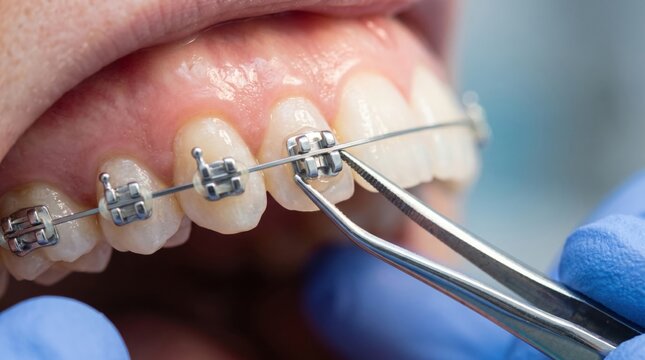 Attach orthodontic brackets to the teeth.