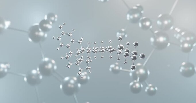 Fulvestrant rotating 3d molecule, molecular structure of estrogen receptor antagonist seamless video
