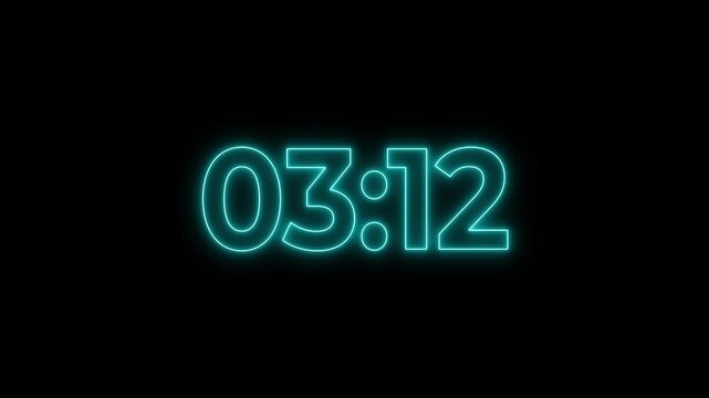 3:30 Minutes countdown timer with black background. 4K UHD countdown animation. Digital clock timer 210 to 0. no Sound. , 3.30 minutes displays a timer counting down minutes and seconds