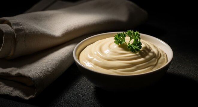 Creamy Hummus Dip Garnished with Fresh Parsley and Garlic.