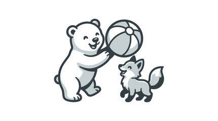 Cartoon polar bear and arctic fox. © Alex