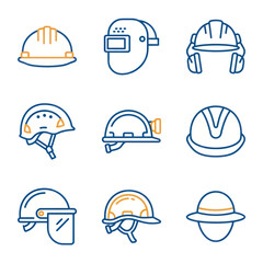 Fototapeta premium Collection of various safety helmets.
