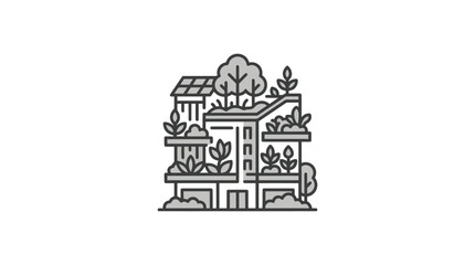 Fototapeta premium House with plants on roof top.