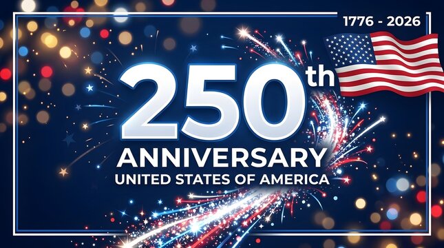 4th of july 250th anniversary celebration usa bicentennial fireworks american flag design