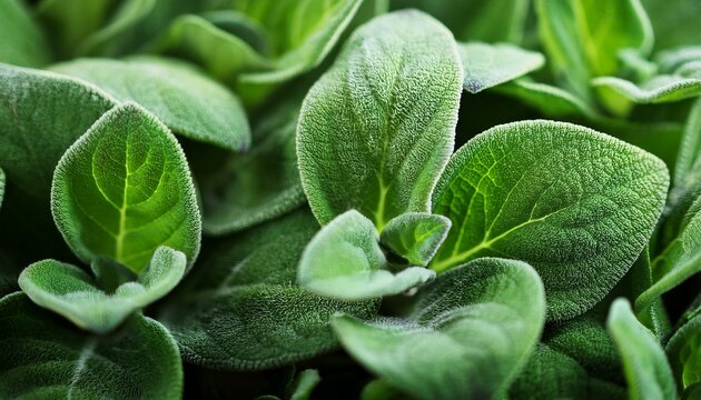 Clary Sage Natural Green Leaves Macro Background Generative Ai