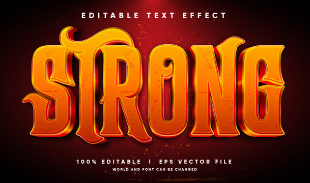 Strong fantasy 3D text effect vector template with modern style