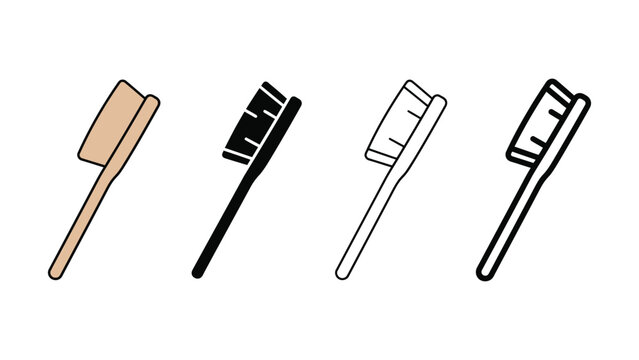 Four different colored toothbrushes on white background