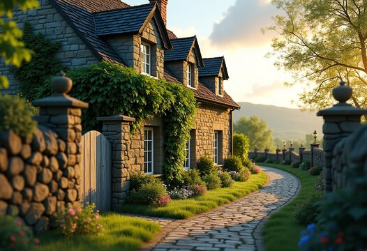 Charming Stone Cottage with Ivy Clad Facade Nestled in Majestic Countryside