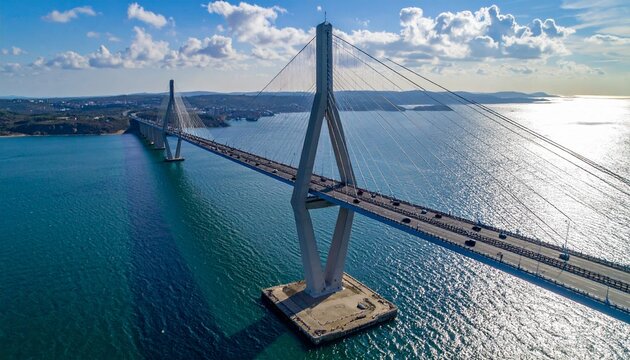 Aerial view of the Suramadu Bridge connecting Surabaya and Madura.