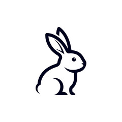 Minimalist vector illustration of a cute rabbit silhouette isolated on a white background. © Hari