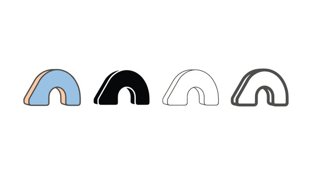 Four mouth guards in different colors on white background