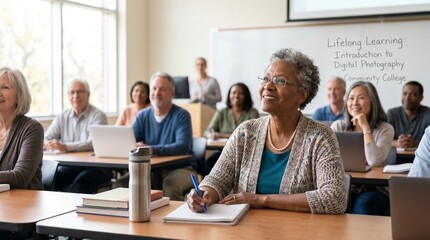 Fototapeta premium Lifelong learning in community college digital photography class