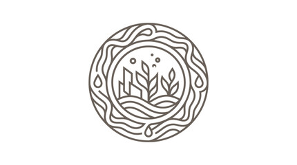 Fototapeta premium Simple Line Drawing of Leafy Plant.