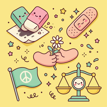 Peaceful Cartoon Medical Symbols.