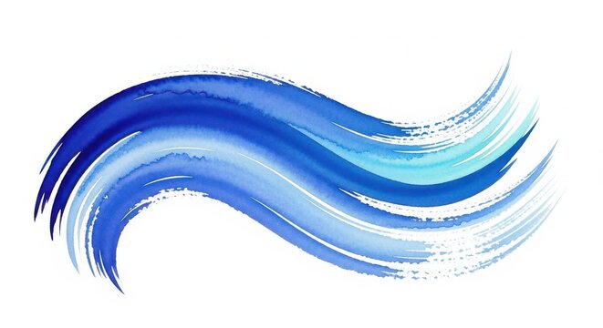 Blue watercolor wave brush stroke design