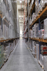 Fototapeta premium logistic warehouse. packing line in a logistics warehouse