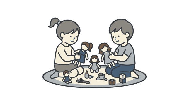 Children playing with toy blocks together.