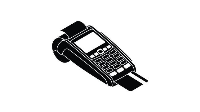 Portable Payment Terminal Silhouette A Black Vector Illustration