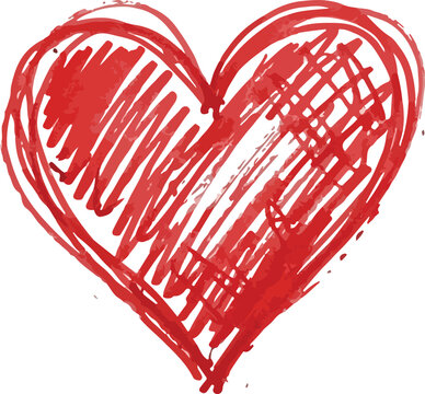 Hand-drawn red heart vector illustration, representing love and affection