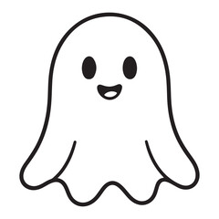 Obraz premium halloween outline ghost vector illustration isolated on white background