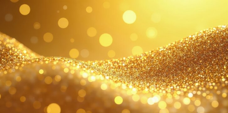 Iridescent gold glitter texture on golden background , Shimmer, Sequin, Tinsel