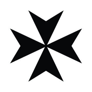 Maltese cross black silhouette, a historical symbol associated with chivalry.