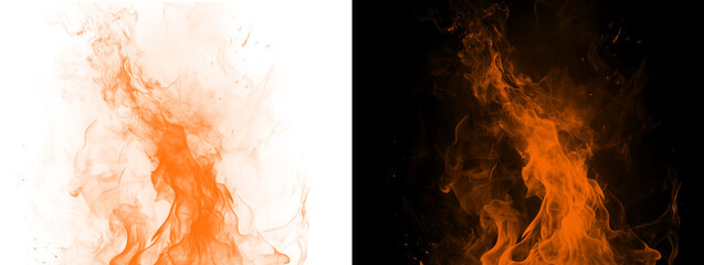 Glowing Orange Vertical Smoke Swirl Flame Ink Abstract Effect Dual Background © Zain
