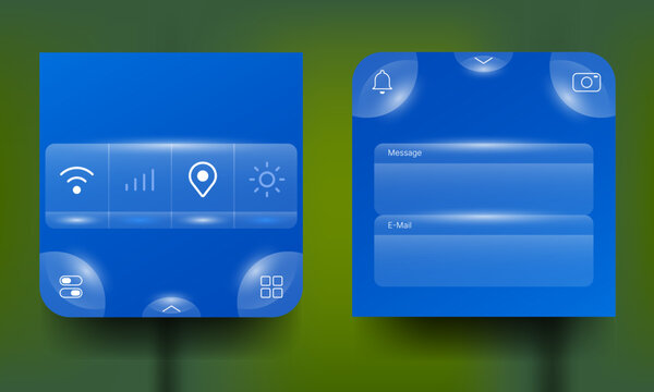 Mobile control center and notification user interface kit with glassmorphism design