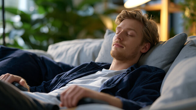 Young man lying on a therapy couch during EMDR session, bilateral tapping device in both hands, eyes tracking therapist's motion, trauma processing in clinical office, trauma-informed intervention, 