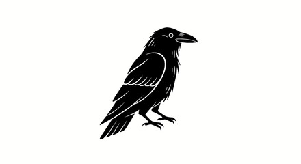 Obraz premium Black raven bird silhouette vector illustration