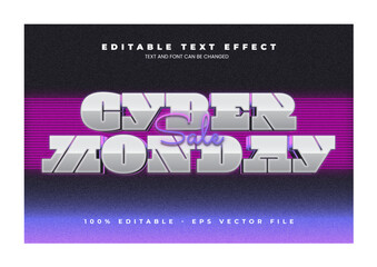 Naklejka premium Cyber Monday Retro Editable Text Effect with Vibrant Glow and Night Sign Style