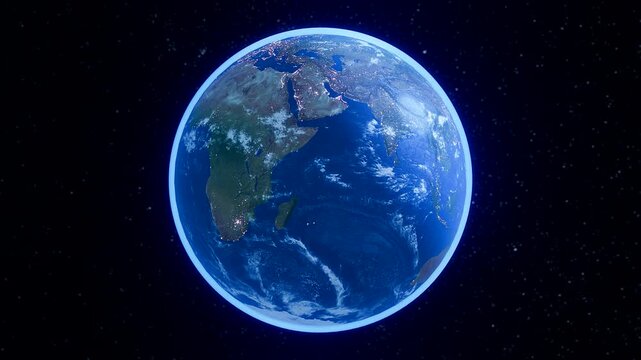 Photorealistic 3D Earth Rotating and Zooming into East Asia - Horizontal Motion Graphics Intro