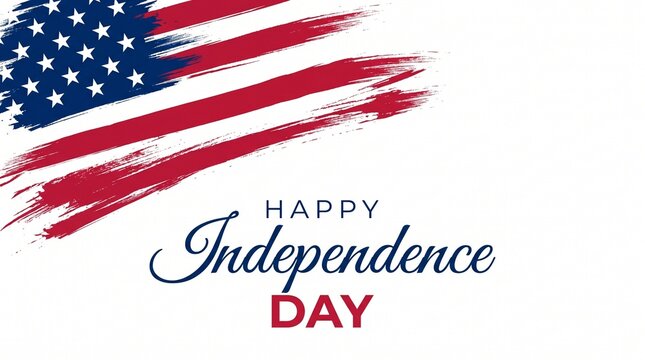 Happy Independence Day greeting card, American flag with artistic brush strokes, Fourth of July patriotic background for national holiday celebration