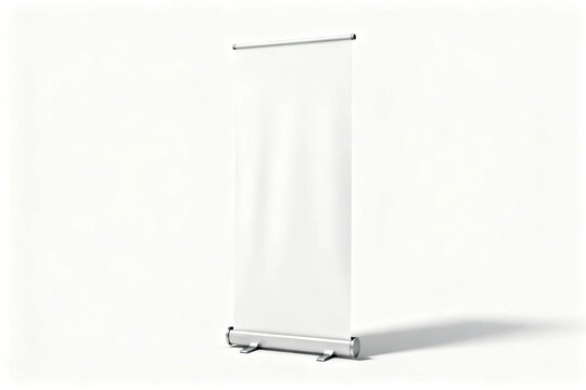Blank Roll-Up Banner on White Background