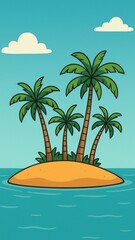 Obraz premium Tropical island cartoon wallpaper for mobile