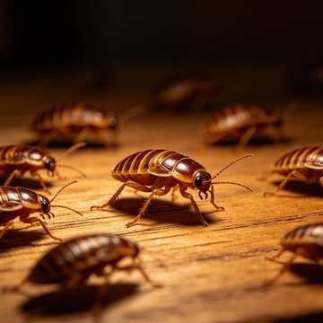 Roaches on Table Macro Pest Control Infestation Awareness