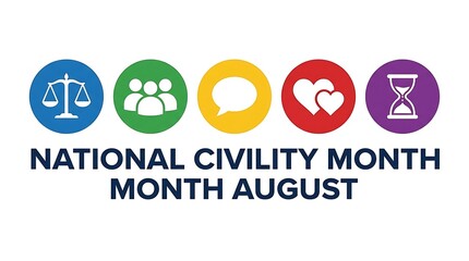 Obraz premium National civility month celebration graphic with icons in august, civility
