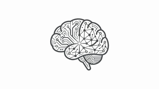 Digital Artificial Intelligence Neural Network Concept Featuring A Stylized Human Brain Illustration With Electronic Circuitry Patterns And Data Connections