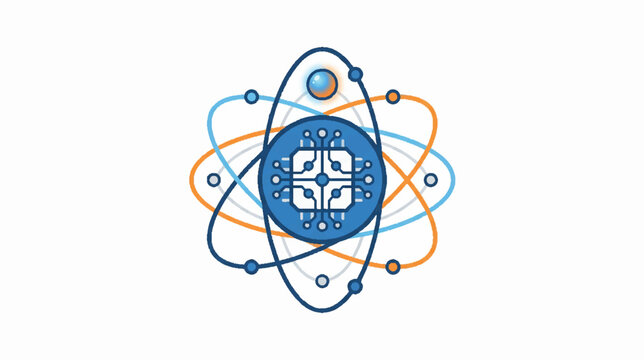 Professional artificial intelligence technology atom microchip logo icon vector illustration for science and smart engineering systems