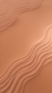 Abstract background with flowing sand dunes, minimalist desert landscape with soft wavy lines and warm terracotta color tones, top view of sandy texture surface uiux background