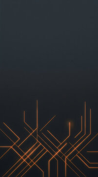 Abstract technology background with glowing orange circuit board lines on a dark gray surface, representing digital connectivity, data flow, and modern electronic infrastructure uiux background