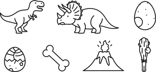 Fototapeta premium Dinosaur and prehistoric objects icons.