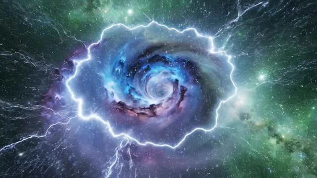 Cosmic Wormhole with Lightning Energy Field in Deep Space Nebula