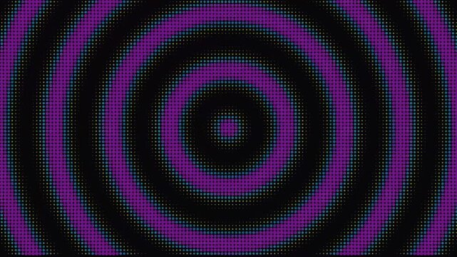 Vibrant purple concentric circles create a mesmerizing pattern on a dark background