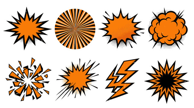 Vibrant orange explosion effects for comic book illustrations