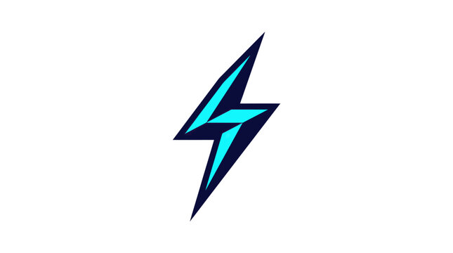 A vibrant blue lightning bolt flashes through the dark stormy night sky with energetic motion.